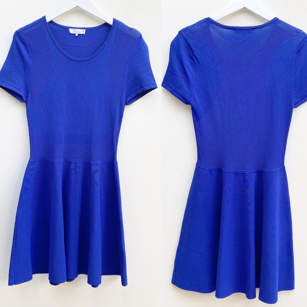 Parker | Trace Knit Fit and Flare Mini Dress XS - Picture 1 of 8